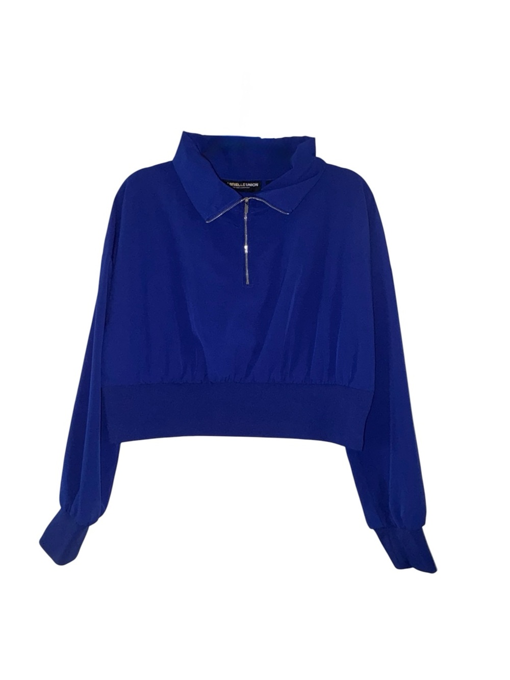 Gabrielle Union Cropped Royal Blue Half-Zip Pullover